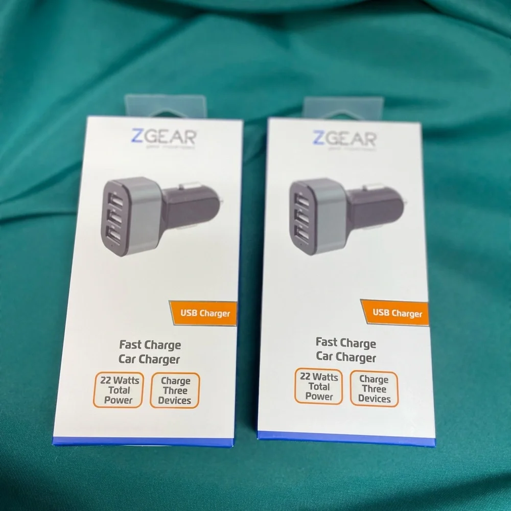 Dual USB Car Charger - Black Set of 2